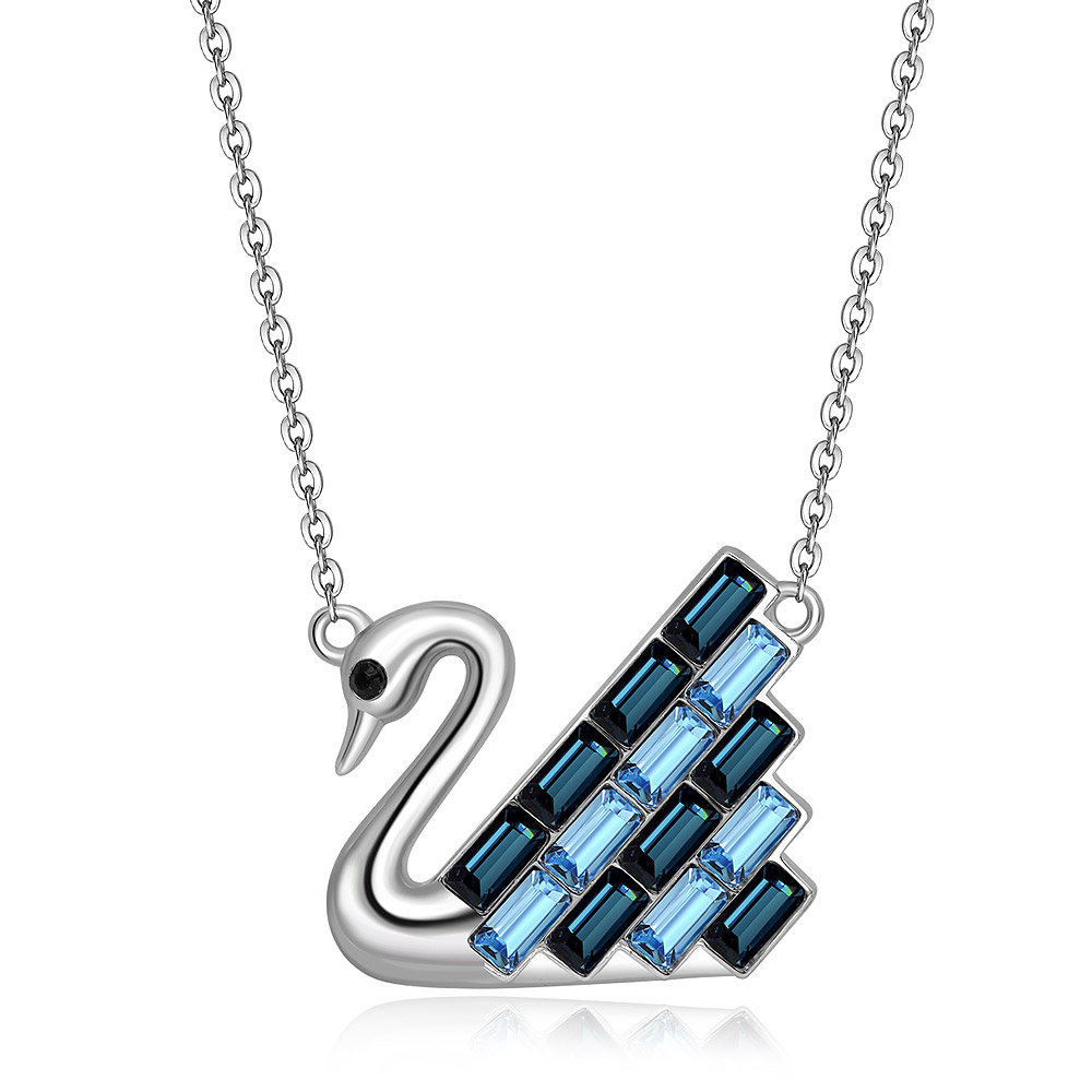 Blue Tone Swarovski Iconic Swan Necklace Wholesale JR Fashion Accessories